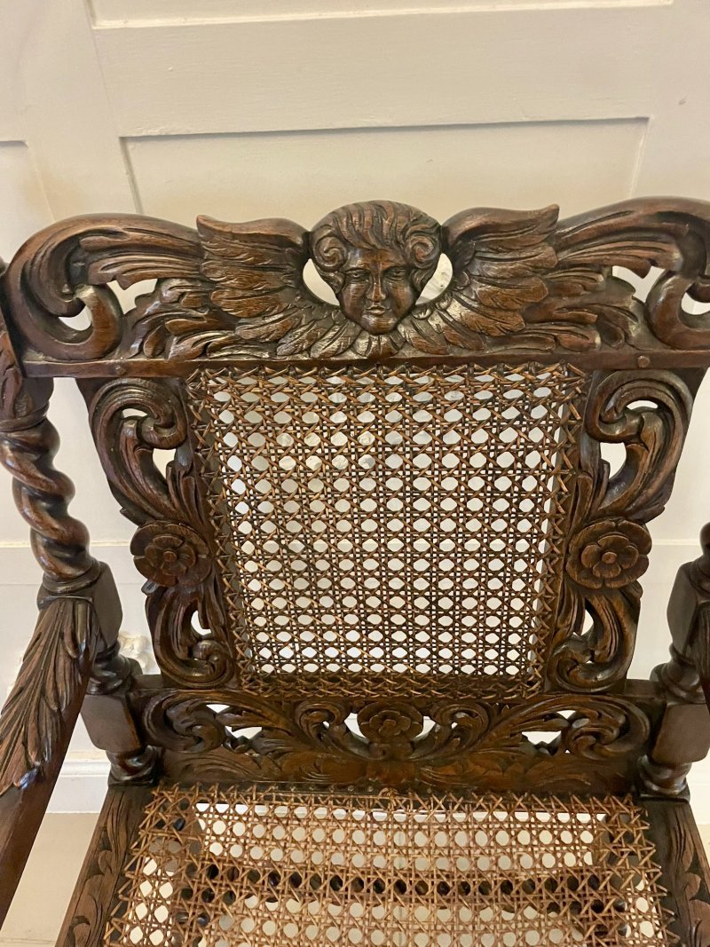 Set of Six Antique Victorian Quality Carved Oak Dining Chairs - Image 18